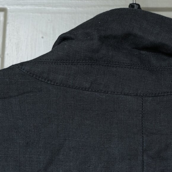 Quince Linen Blazer Jacket Black Scandi Girl Minimal Goth One Button Coat - Picture 7 of 13